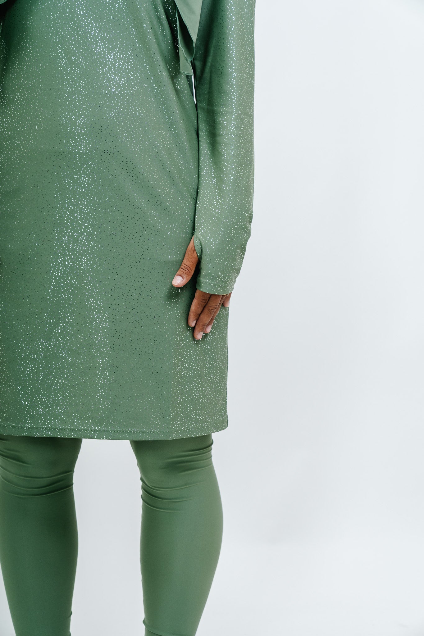Burkini Glitter Vert Sauge - vue de face