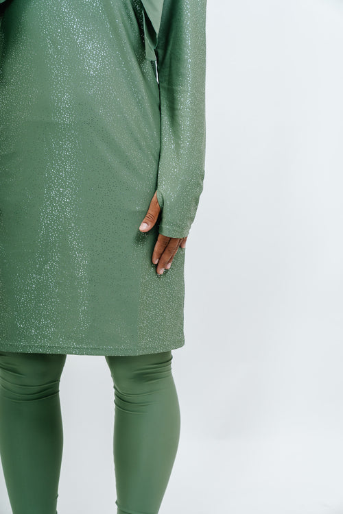 Burkini Glitter Vert Sauge - vue de face