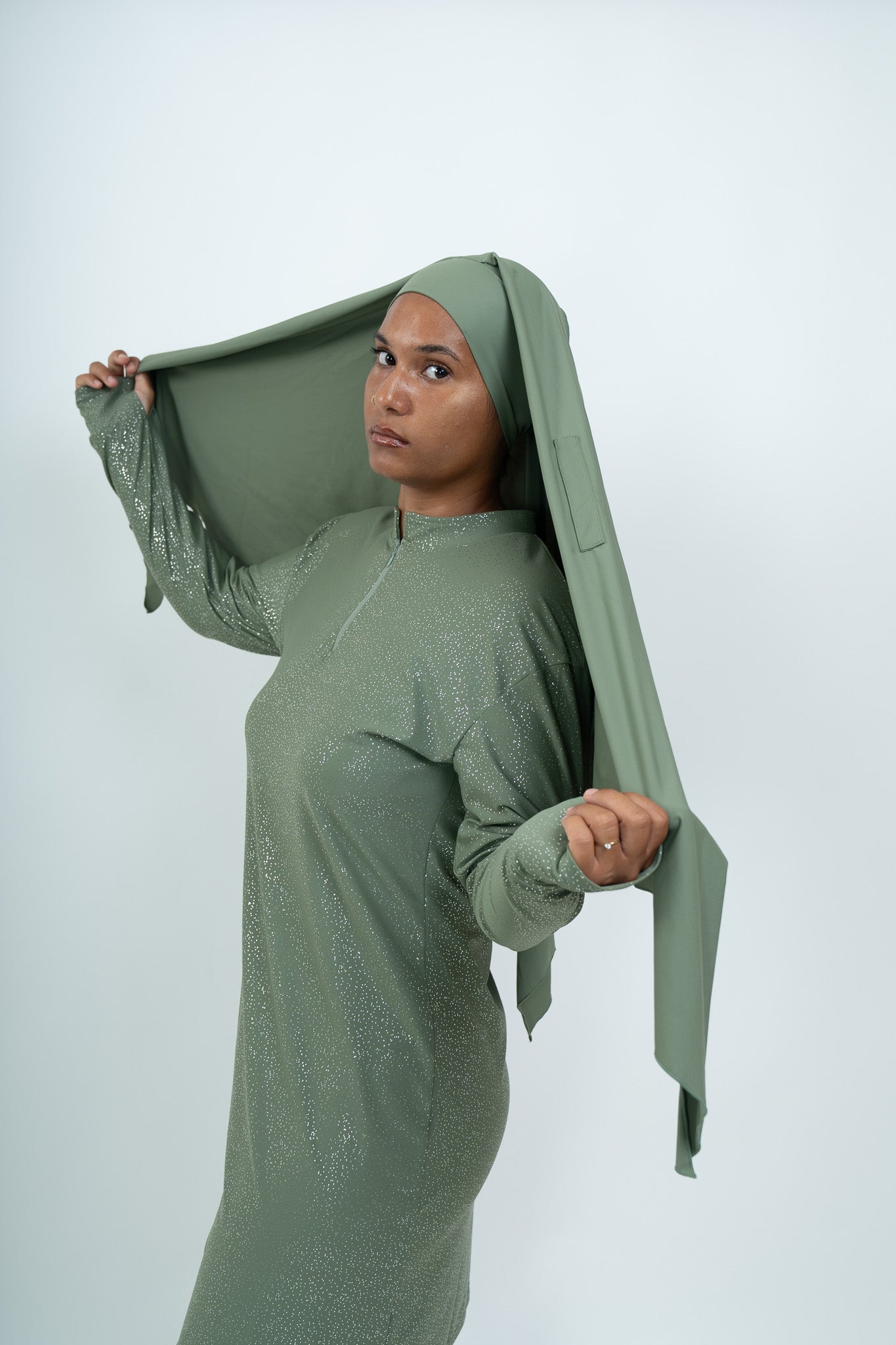 Burkini Glitter Vert Sauge - vue de côté