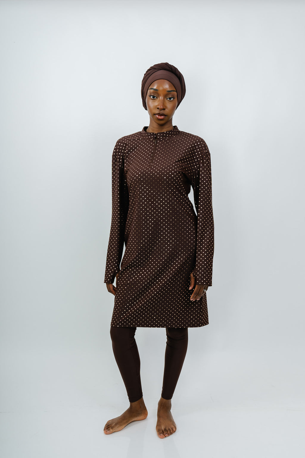 Burkini Pois Dorés — Chocolat