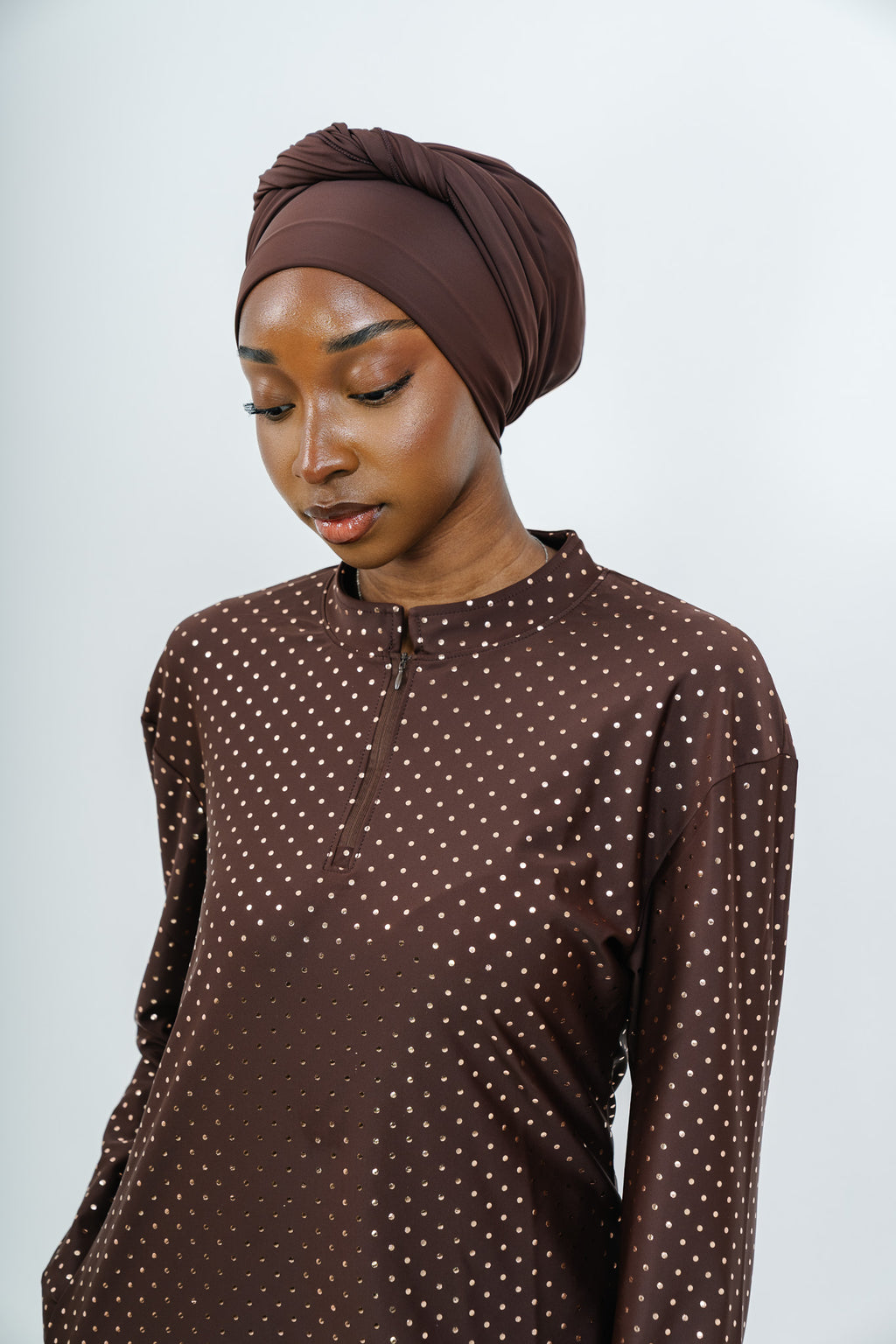 Burkini Pois Dorés — Chocolat