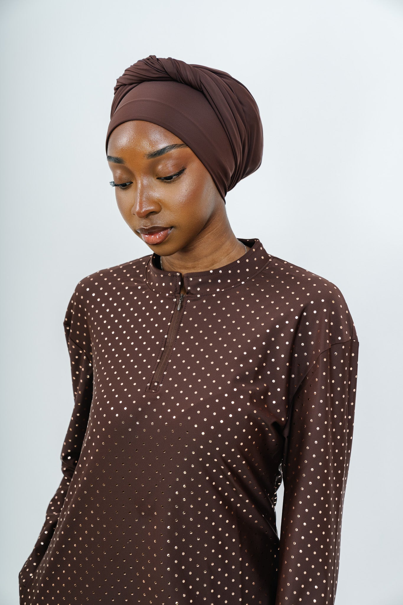 Burkini Pois Dorés — Chocolat