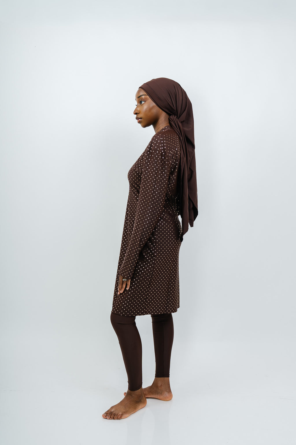 Burkini Pois Dorés — Chocolat