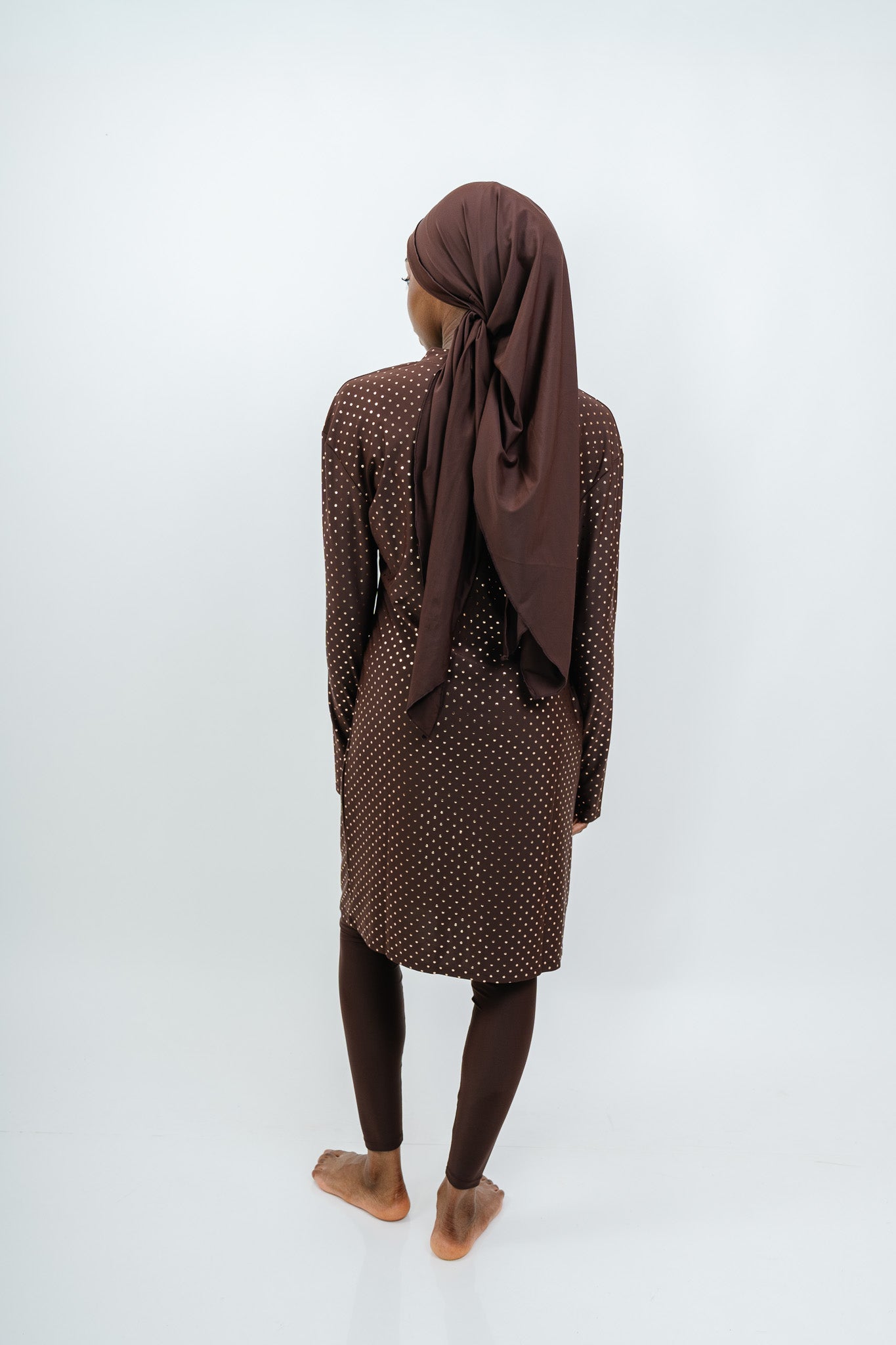 Burkini Pois Dorés — Chocolat