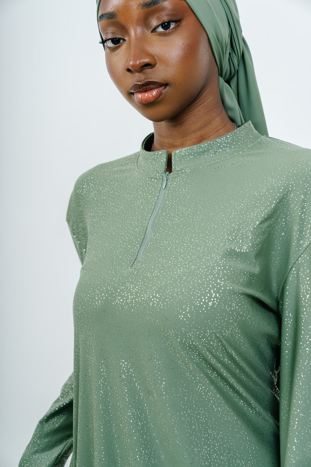 Burkini Glitter Vert Sauge - hijab de bain