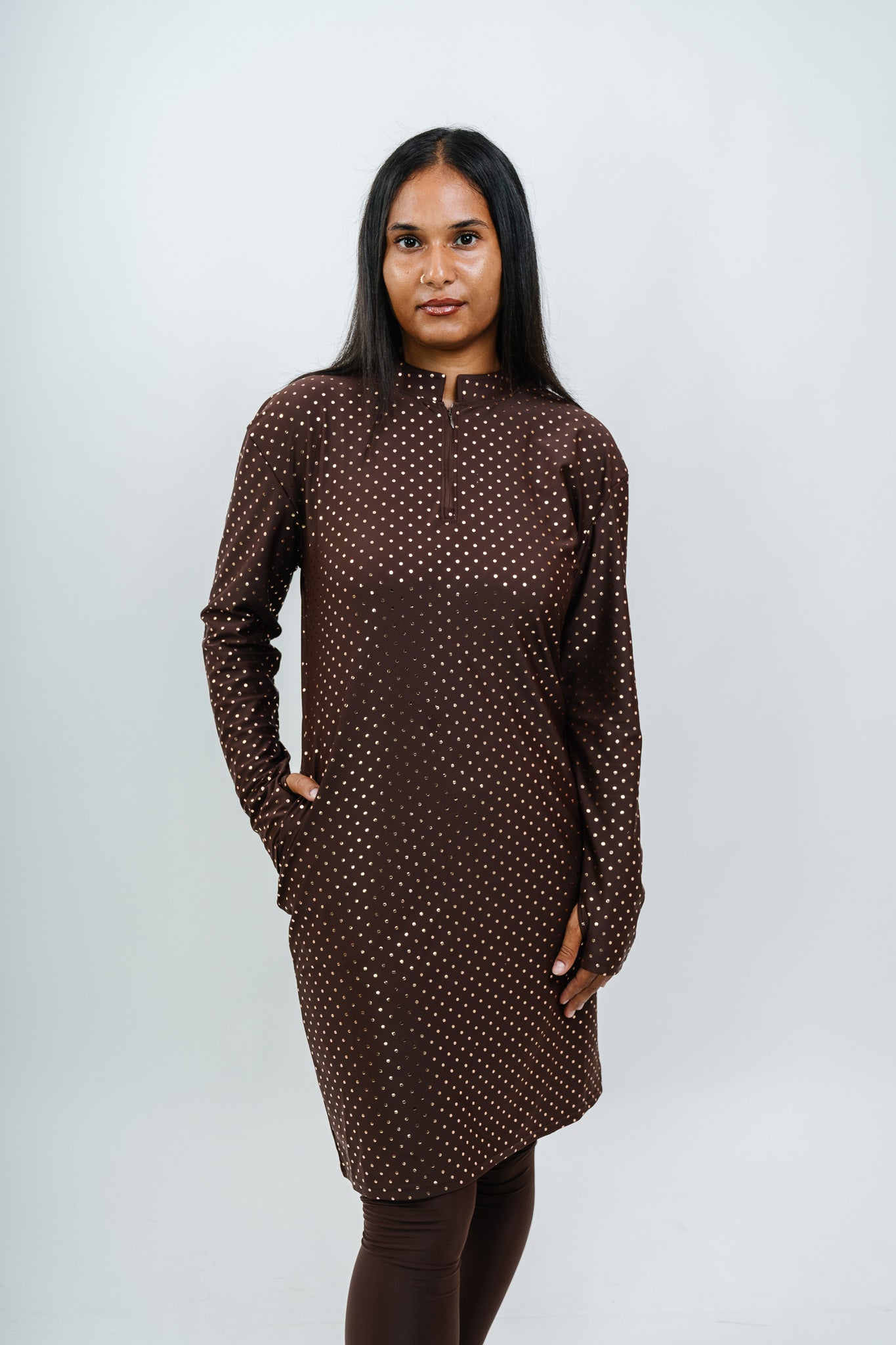 Burkini Pois Dorés — Chocolat