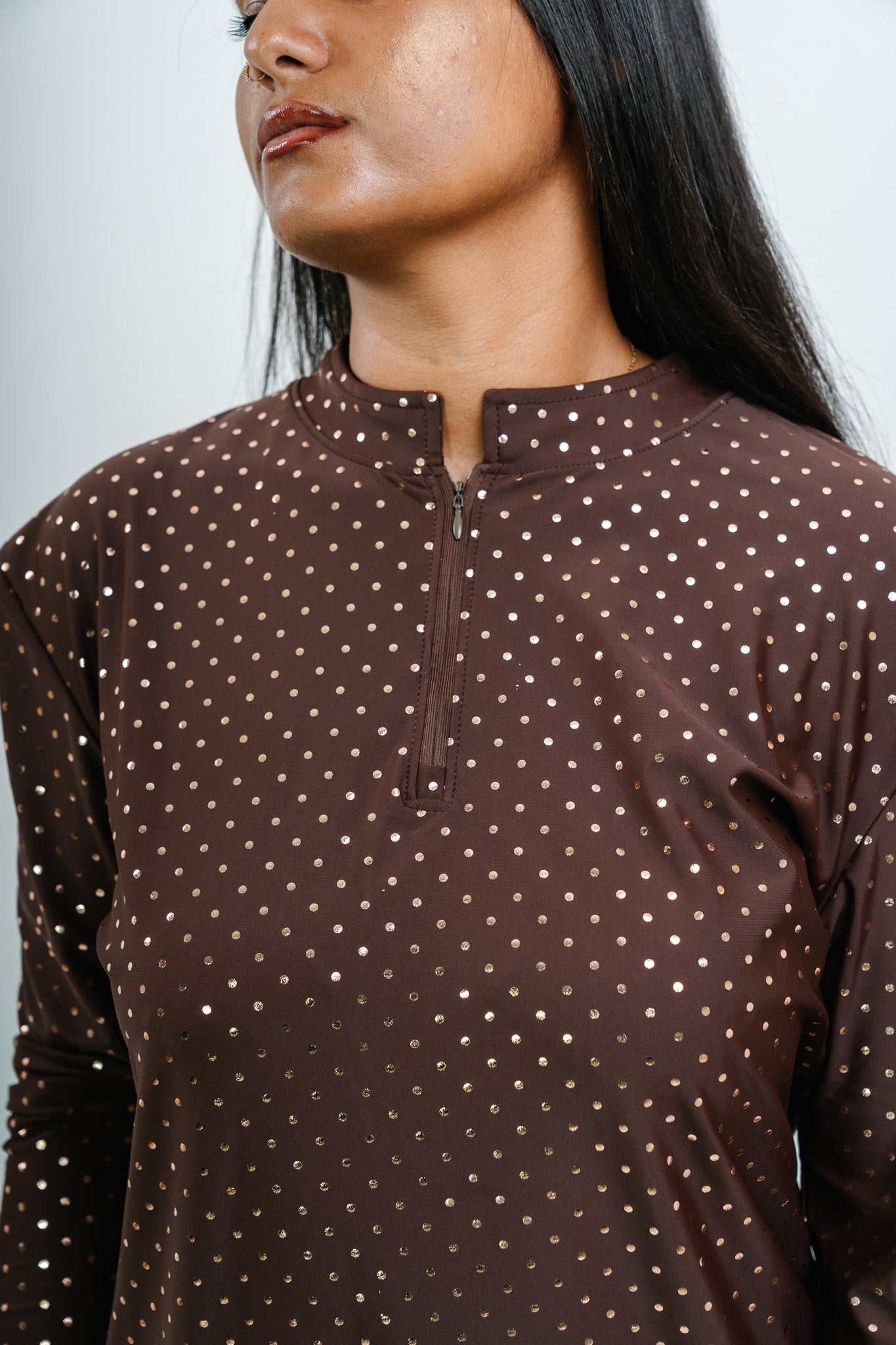 Burkini Pois Dorés — Chocolat